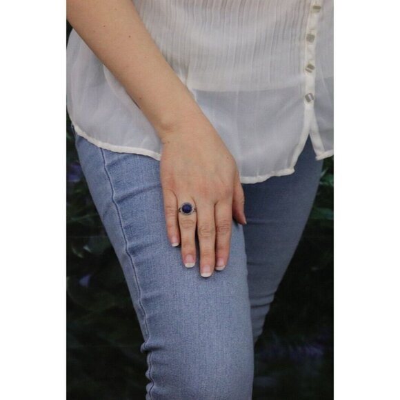 Sterling Silver Lapis Lazuli Ring Size 7 1/4 - Picture 4 of 7